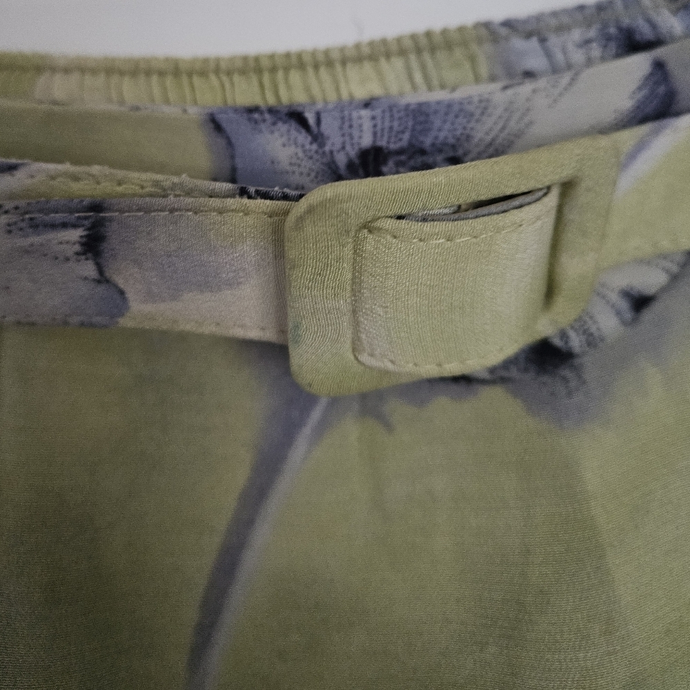 *As-is* Vintage Braemar green floral belted skirt - Picture 4 of 7